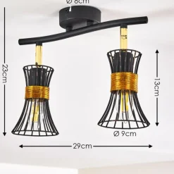 Lampes Dorées-hofstein Plafonnier Ayen Noir doré, 2 lumières