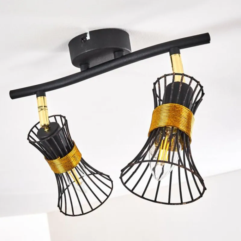 Lampes Dorées-hofstein Plafonnier Ayen Noir doré, 2 lumières