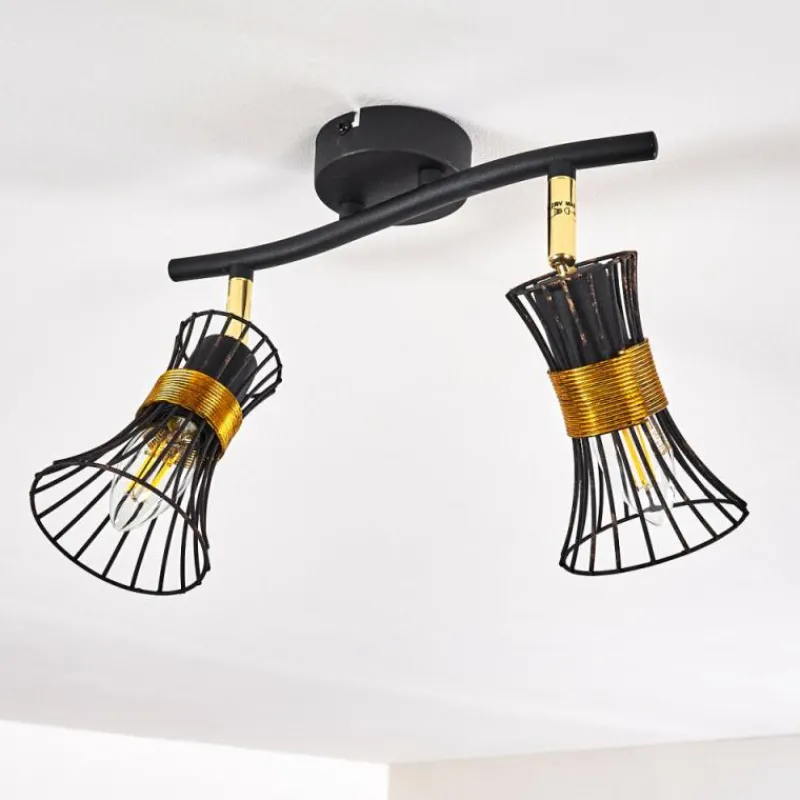 Lampes Dorées-hofstein Plafonnier Ayen Noir doré, 2 lumières