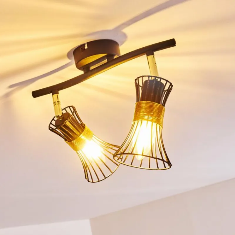 Lampes Dorées-hofstein Plafonnier Ayen Noir doré, 2 lumières