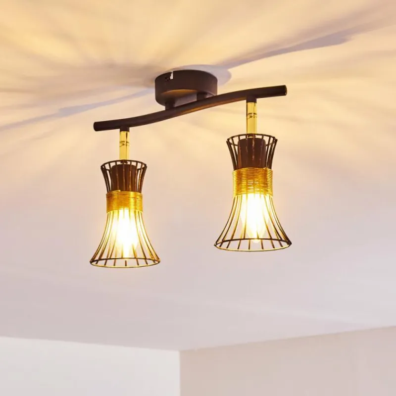 Lampes Dorées-hofstein Plafonnier Ayen Noir doré, 2 lumières