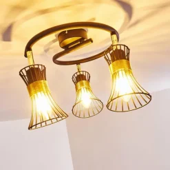 Lampes Dorées-hofstein Plafonnier Ayen Noir doré, 3 lumières