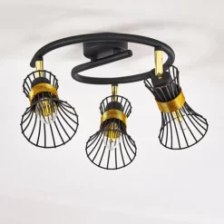 Lampes Dorées-hofstein Plafonnier Ayen Noir doré, 3 lumières