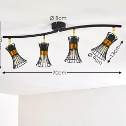 Lampes Dorées-hofstein Plafonnier Ayen Noir doré, 4 lumières