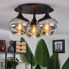Suspension Verre Fumé-hofstein Plafonnier Azurara Noir, 3 lumières