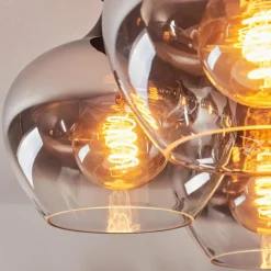 Suspension Verre Fumé-hofstein Plafonnier Azurara Noir, 6 lumières