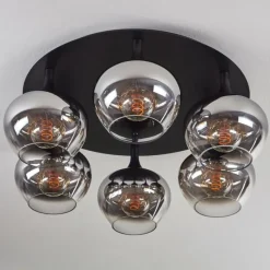 Suspension Verre Fumé-hofstein Plafonnier Azurara Noir, 6 lumières