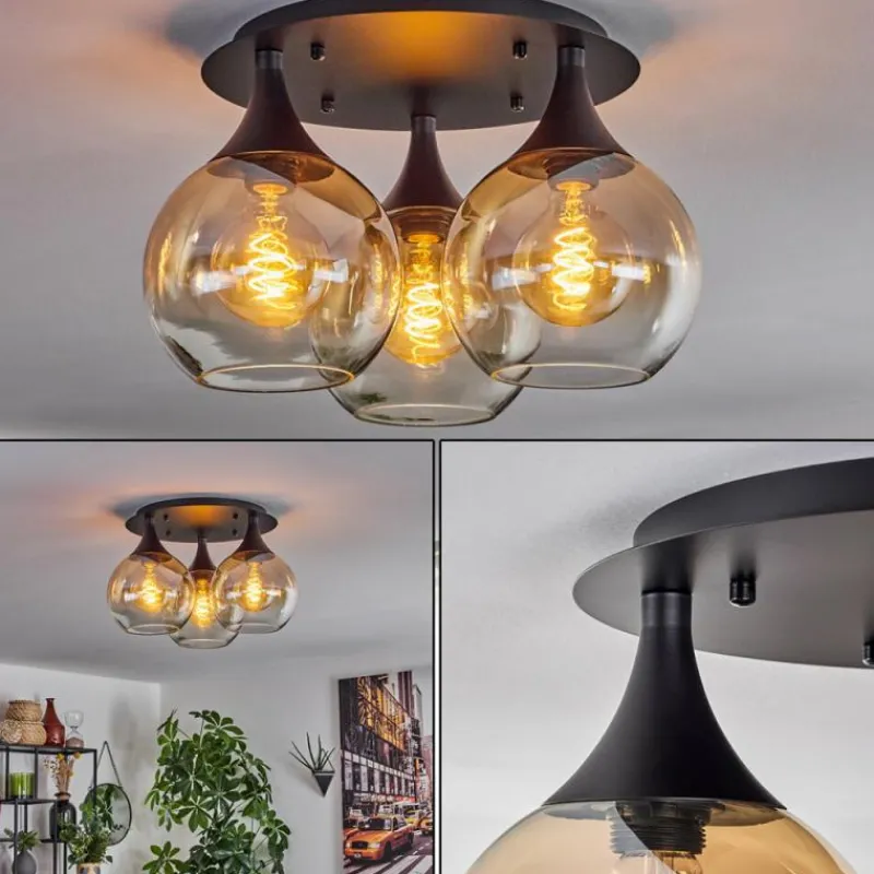 hofstein Plafonnier Azurara Noir, 3 lumières