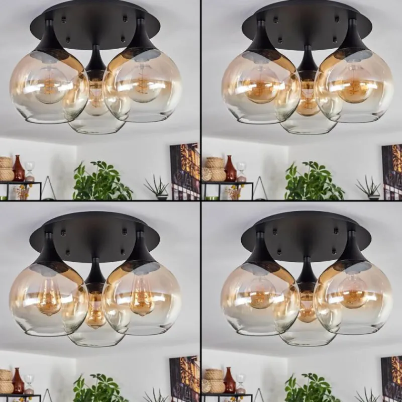 hofstein Plafonnier Azurara Noir, 3 lumières