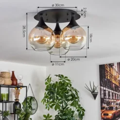 hofstein Plafonnier Azurara Noir, 3 lumières