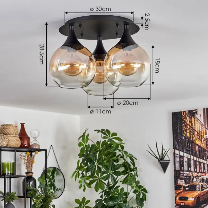 hofstein Plafonnier Azurara Noir, 3 lumières