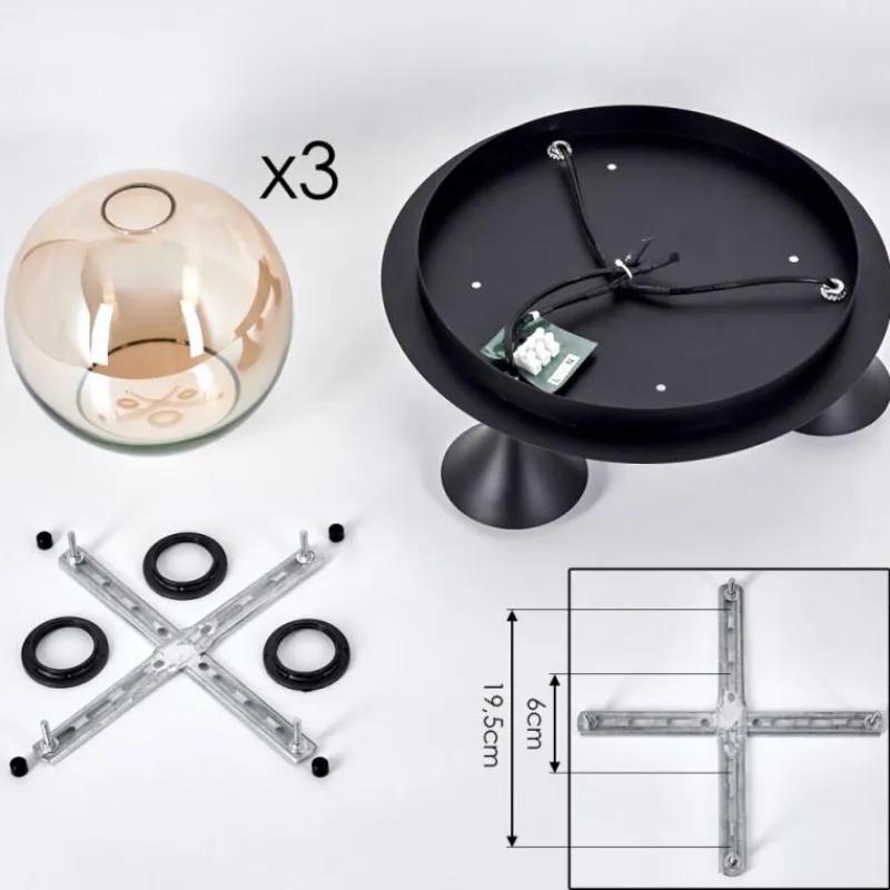 hofstein Plafonnier Azurara Noir, 3 lumières