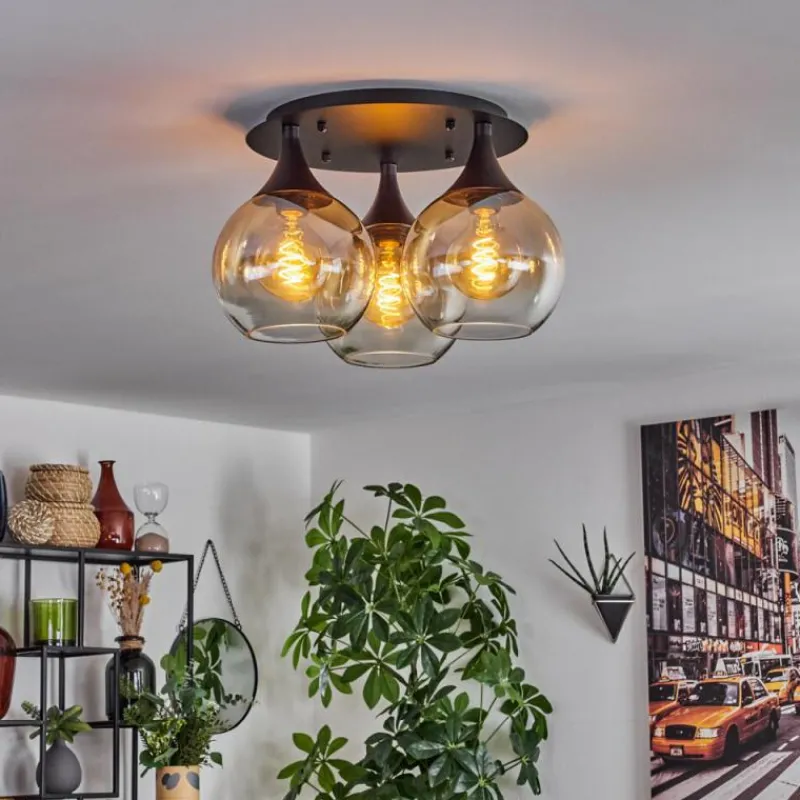 hofstein Plafonnier Azurara Noir, 3 lumières