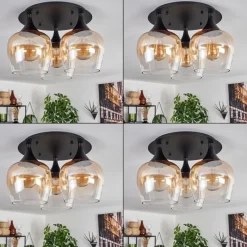 hofstein Plafonnier Azurara Noir, 3 lumières