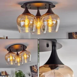 hofstein Plafonnier Azurara Noir, 3 lumières