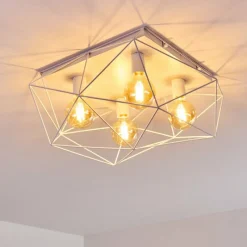 Lampes Industrielles-hofstein Plafonnier Babol Blanc, 4 lumières
