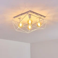 Lampes Industrielles-hofstein Plafonnier Babol Blanc, 4 lumières