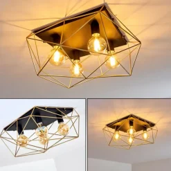 Lampes Dorées-hofstein Plafonnier Babol Noir, 4 lumières