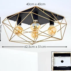 Lampes Dorées-hofstein Plafonnier Babol Noir, 4 lumières