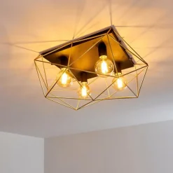 Lampes Dorées-hofstein Plafonnier Babol Noir, 4 lumières