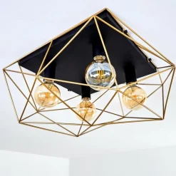 Lampes Dorées-hofstein Plafonnier Babol Noir, 4 lumières