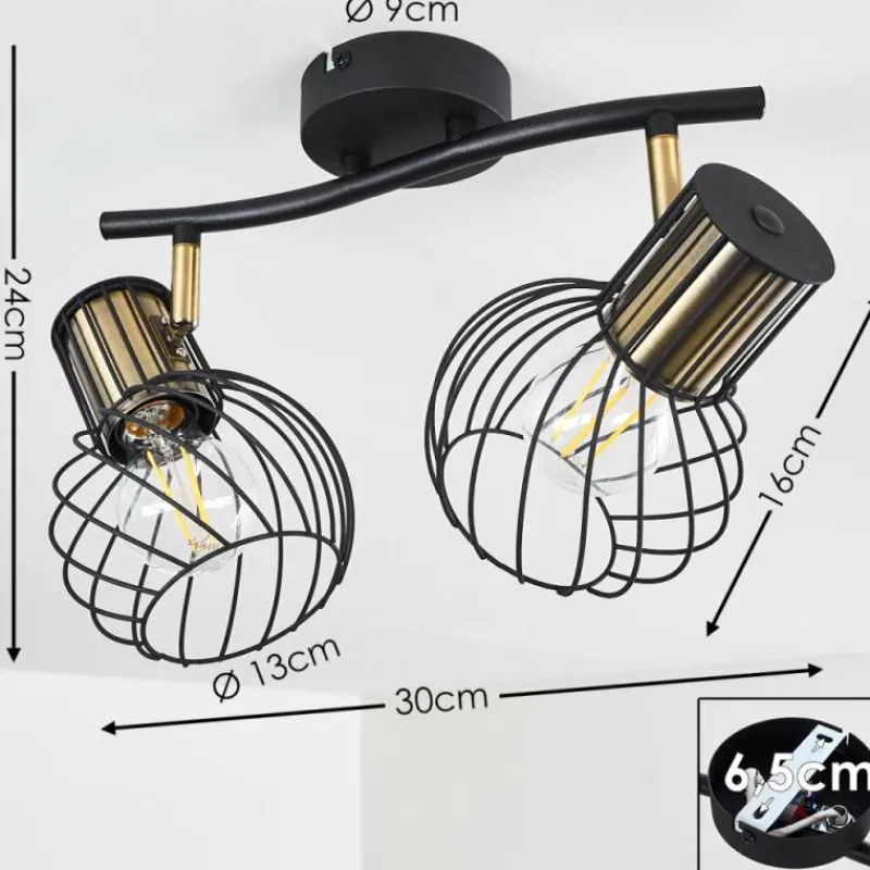 Lampes Dorées-hofstein Plafonnier Bacau Noir, 2 lumières