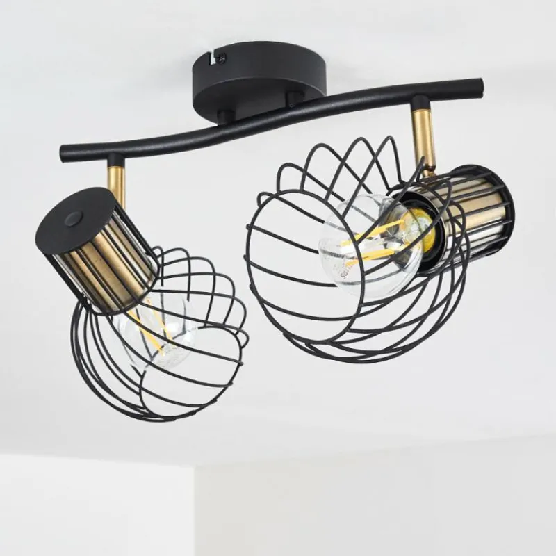 Lampes Dorées-hofstein Plafonnier Bacau Noir, 2 lumières