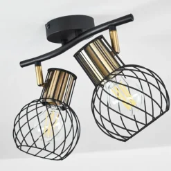 Lampes Dorées-hofstein Plafonnier Bacau Noir, 2 lumières