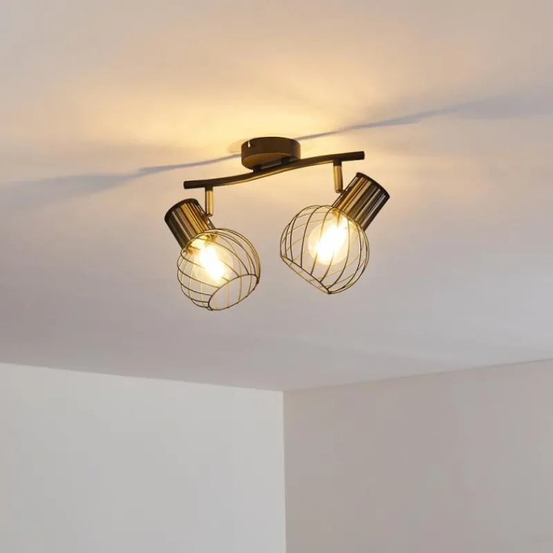 Lampes Dorées-hofstein Plafonnier Bacau Noir, 2 lumières