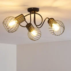 Lampes Dorées-hofstein Plafonnier Bacau Noir, 3 lumières