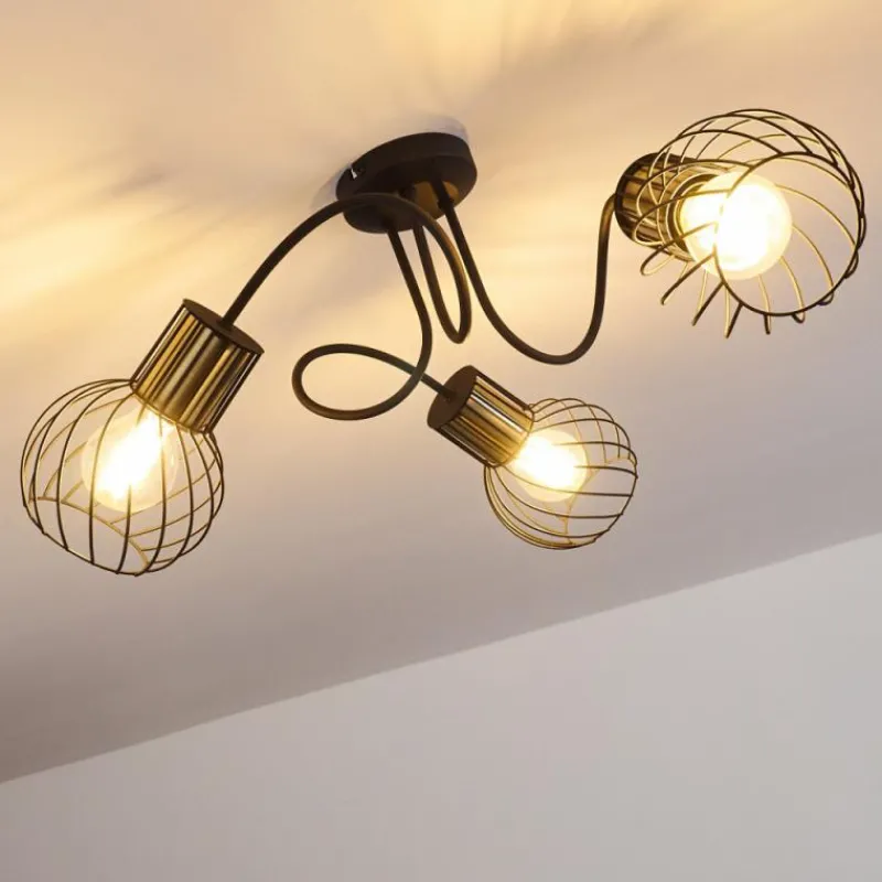 Lampes Dorées-hofstein Plafonnier Bacau Noir, 3 lumières