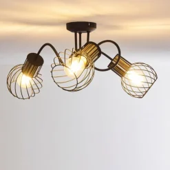 Lampes Dorées-hofstein Plafonnier Bacau Noir, 3 lumières