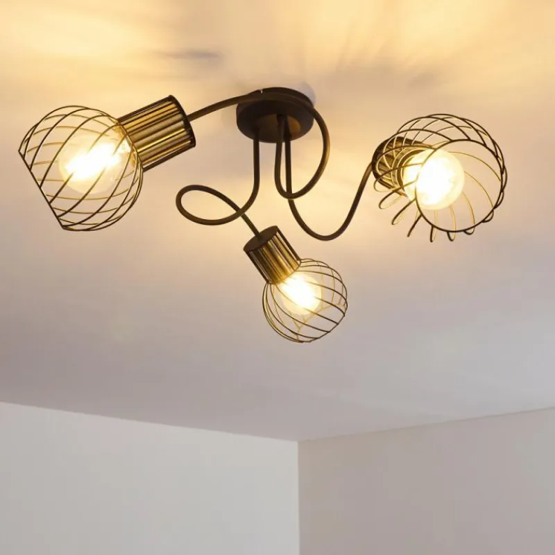 Lampes Dorées-hofstein Plafonnier Bacau Noir, 3 lumières