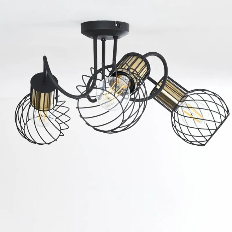 Lampes Dorées-hofstein Plafonnier Bacau Noir, 3 lumières