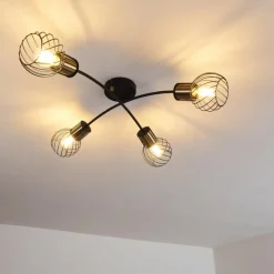 Lampes Dorées-hofstein Plafonnier Bacau Noir, 4 lumières