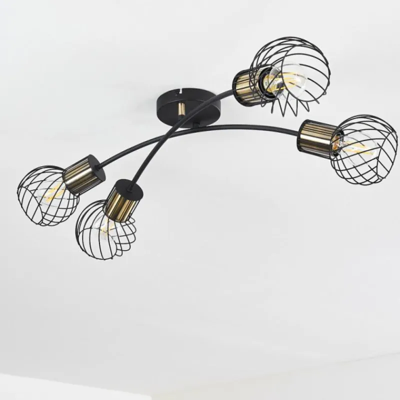 Lampes Dorées-hofstein Plafonnier Bacau Noir, 4 lumières