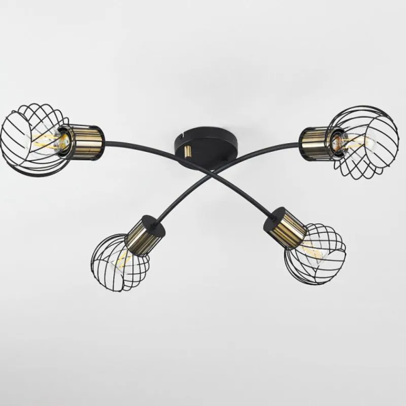 Lampes Dorées-hofstein Plafonnier Bacau Noir, 4 lumières