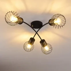 Lampes Dorées-hofstein Plafonnier Bacau Noir, 4 lumières