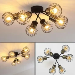 Lampes Dorées-hofstein Plafonnier Bacau Noir, 6 lumières