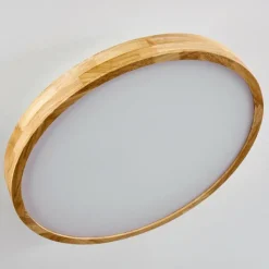 hofstein Plafonnier Bagaha LED Bois clair, 1 lumière, Télécommandes