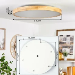 hofstein Plafonnier Bagaha LED Brun, Couleur bois, 1 lumière, Télécommandes