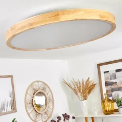 hofstein Plafonnier Bagaha LED Brun, Couleur bois, 1 lumière, Télécommandes