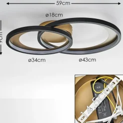 Lampes Dorées-hofstein Plafonnier Baiyin LED Noir doré, 1 lumière