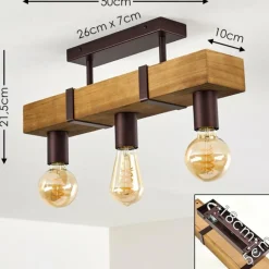 Lampes Vintages & Rétros-hofstein Plafonnier Balakovo Bois clair, Rouille, 3 lumières