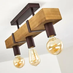 Lampes Vintages & Rétros-hofstein Plafonnier Balakovo Bois clair, Rouille, 3 lumières