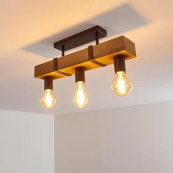 Lampes Vintages & Rétros-hofstein Plafonnier Balakovo Bois clair, Rouille, 3 lumières