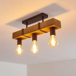 Lampes Vintages & Rétros-hofstein Plafonnier Balakovo Bois clair, Rouille, 3 lumières