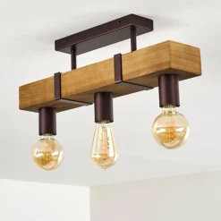 Lampes Vintages & Rétros-hofstein Plafonnier Balakovo Bois clair, Rouille, 3 lumières