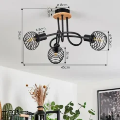 hofstein Plafonnier Ballis Écru, Noir, 3 lumières