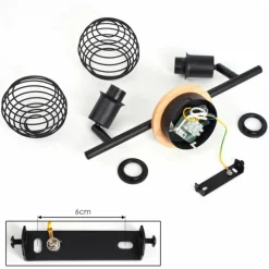 hofstein Plafonnier Ballis Écru, Noir, 2 lumières